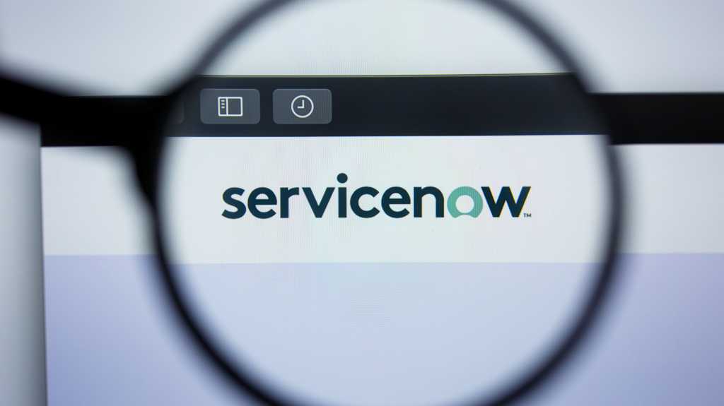 ServiceNow logo on browser screen