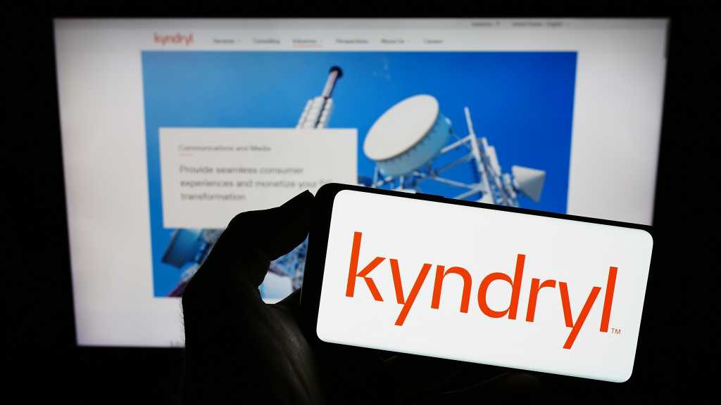 Kyndryl logo on smartphone