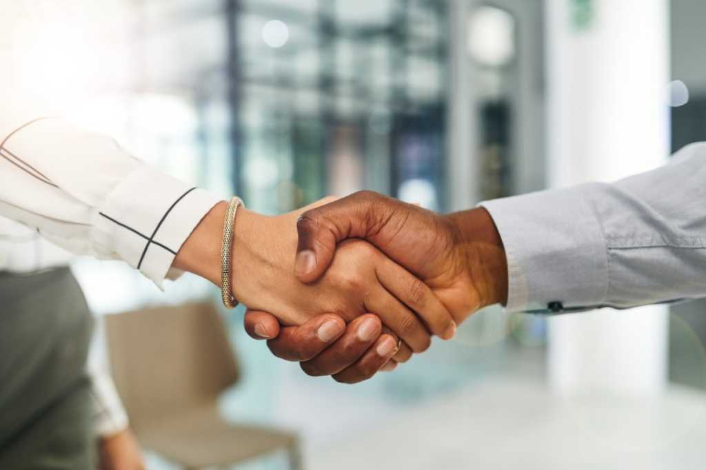 Woman and Man Shaking hands